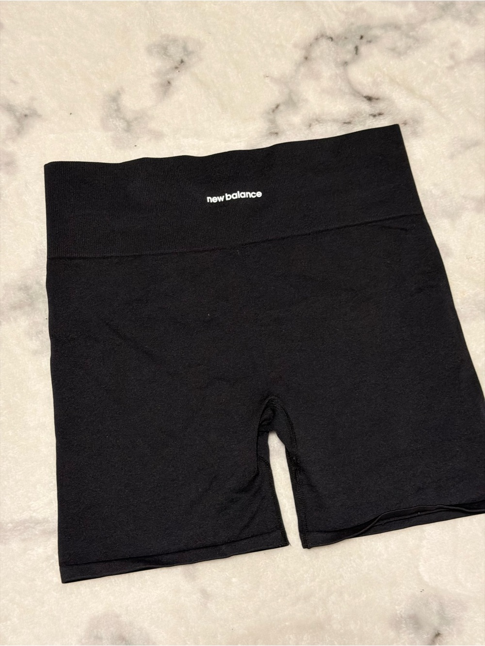 New Balance Black High-Waist Bike Shorts with Logo